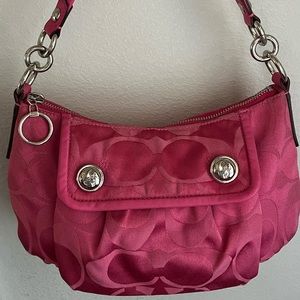 COACH | Poppy Pink Signature Handbag with Silver Hardware Purse